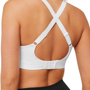 Top Deportivo de Yoga para Mujer con Logotipo Personalizado, Blanco, con Frente Fruncido, Nailon y Elastano, Transpirable, Acolchado, para Gimnasio, Fitness y Entrenamiento - Product Image 5