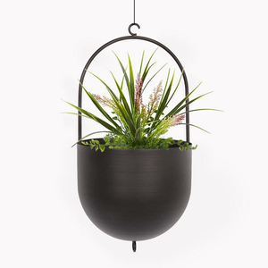 Maceta Colgante Moderna de Metal con Soporte de Pared de Madera, Resistente al Óxido, para Decoración de Sala de Estar Estilo Nórdico, a Bajo Precio - Product Image 3
