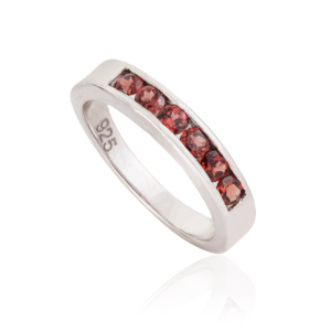 Women's Classic 925 Sterling <b>Silver</b> Round Cut Natural <b>Garnet</b> January Birthstone Half Eternity Band <b>Ring</b> - Product Image 3