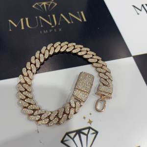 Pulsera de Plata S925 con Baño de Oro Rosa, Diamantes Redondos de Corte Brillante, Estilo Hip Hop, Certificación IGI, Moissanita VVS, Pulseras y Brazaletes - Product Image 4