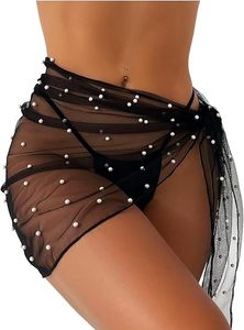 Pearl Bridal <b>Sarong</b> for Women Sheer <b>Bikini</b> Cover-Up Wrap Bride Beach Outfit for Bachelorette Party, Honeymoon Swimwear Cover-Ups - Product Image 3
