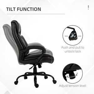 Sedia da Ufficio Ergonomica Direzionale Marrone con Schienale Alto, Capacità 180 kg, Comoda Sedia da Capo Regolabile in Altezza, Seduta Larga in Pelle PU e Legno - Product Image 6