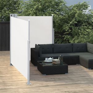 Auvent latéral en tissu crème avec structure en acier gris - Product Image 3