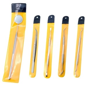 1pc Ergonomic Manual Stainless Steel Dentist <b>Clean</b> Tools Dental Mirror Double Probe Tweezers Tooth Cleaner Probe <b>Scraper</b> Pick - Product Image 1