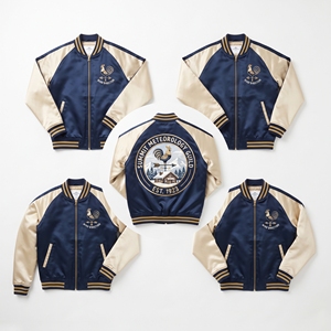 Blouson Bomber en Satin Crème Terracotta Brodé Style Varsity avec Fermeture Éclair sur le Devant – Vente en Gros Direct Usine - Product Image 4