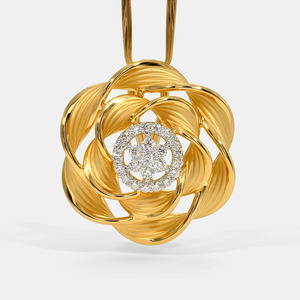 Collar con Colgante de Racimo de Diamantes Cultivados en Laboratorio en Forma de Rosa de Oro Amarillo - Product Image 1