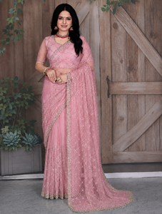 Saris indiens de créateur Vexotrend pour femmes, motif Patola traditionnel, pour mariage, fête, Diwali, élégants, en tissu filet, séchage rapide, infroissables - Product Image 5