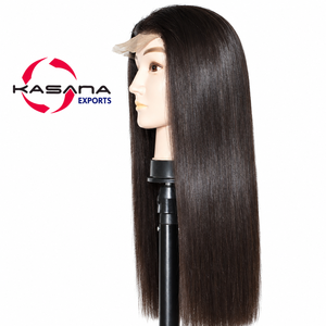 Perruque Lace Front en Cheveux Indiens Bruts, Cheveux Vierges Premium, Noir Naturel, Lisses, avec Double Trame Faite à la Machine et Ligne de Cheveux Pré-Pluckée - Product Image 5