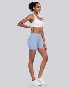 Shorts Deportivos de Cintura Alta para Mujer, Color Sólido, Transpirables, de Punto, Spandex, Poliéster, Compresión, para Yoga y Running - Product Image 2