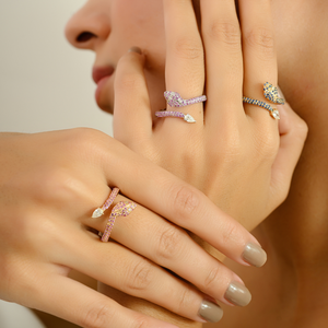 Meilleure Vente Bague Serpent en Or Jaune 14K Véritable avec Saphir Rose et Diamant, Design Unique, Bijou Animalier en Pierre Précieuse 100% Naturelle - Product Image 2