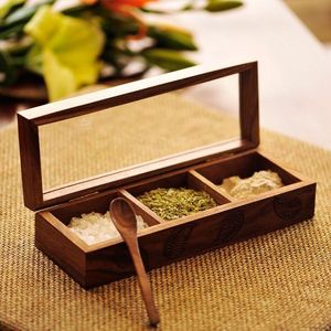 Boîte à fruits secs en bois au fini naturel pour une présentation élégante d'assortiment de noix, de bonbons et de chocolats - Product Image 1