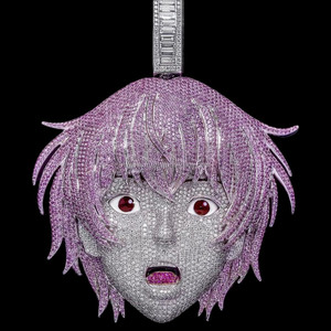 Colgante de Rostro de Dibujos Animados Único, Personalizable, de Plata de Ley Chapada en Oro Rosa de 14K, con Diamante Real Certificado por IGI, para Hombre - Product Image 1