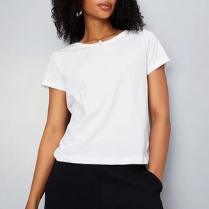 Camiseta de Verano para Mujer, 100% Algodón Ecológico, Casual, de Alta Calidad, Manga Corta, Personalizable (OEM), Transpirable y de Secado Rápido, Superventas - Product Image 1