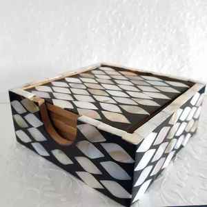 Unique Mother Of Pearl Inlay <b>Resin</b> Coasters Eco-Friendly <b>Table</b> <b>Top</b> Coaster High Quality Mats & Pads Export Quality Coaster - Product Image 2