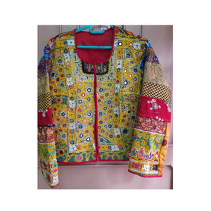 Women Boho Handmade Ethnic Mirror Work <b>Patchwork</b> <b>Jacket</b> With Embroidery Full Sleeve Square Collar Spring Wear - Product Image 1