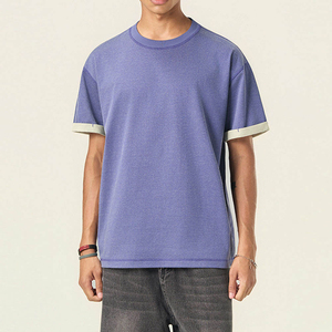 T-shirts Homme OEM en Gros, Vintage, Logo Personnalisé, Respirants, Bicolores, Manches Courtes, Tendance, Décontractés, Col Rond, Coupe Oversize - Product Image 3