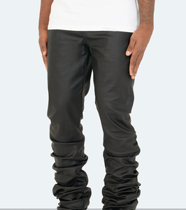 Wholesale Waxed Stacked Casual Pants <b>Men's</b> 2026 Fashion Black Denim Quality Vintage Custom Skinny Fit <b>Jeans</b> for <b>Men</b> - Product Image 2