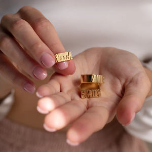 Golden Letter <b>Name</b> <b>Ring</b> For Women Modern Style Solid 24K Real Gold Plated Brass Jewelry Daily Wear Gift - Product Image 4