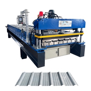 Máquina formadora de rollos de chapa trapezoidal de acero galvanizado de alto rendimiento popular <span class=keywords><strong>en</strong></span> Irak, 1000/1200 mm, con rodamientos de motor - Product Image 1