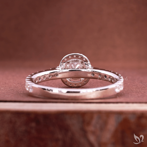 0.5CT Elongated <b>Cushion</b> Cut Lab Grown Diamond Halo <b>Ring</b> IGI Certified Pave Band 10K White Gold Engagement <b>Ring</b> - Product Image 3
