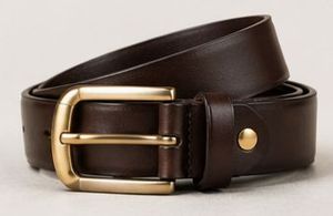 Ceinture en cuir véritable noire avec boucle ardillon rectangulaire en acier, formelle et durable pour homme - Product Image 2