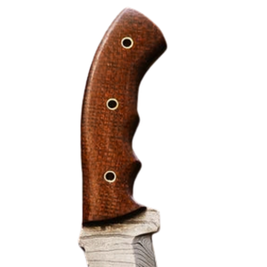 Couteau de chasse à lame fixe à motif Damas argenté avec manche en bois brun, lame courbée, couteau de survie pour le camping en plein air - Product Image 2