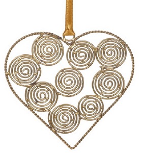 Adorno Navideño Colgante de Corazón con Cuentas Amarillo, Hecho a Mano, Duradero, Impermeable, Estilo Moderno, Tamaño Personalizado, Decoración de Fábrica - Product Image 5