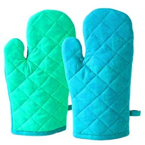 Guantes de Cocina Acolchados de Algodón Color Morado, Aislantes del Calor, Diseño Cosido de Color Sólido, Solo Lavar a Mano - Product Image 2