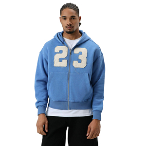 Glory Custom Distressed Patched Embroidery Hoodie 100% Cotton Premium Zip Up Hoodie <b>For</b> Streetwear <b>For</b> Unisex - Product Image 1