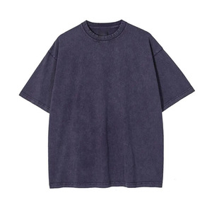 Camiseta de hombre con lavado ácido, estilo vintage, de algodón, desgastada, streetwear, hombros caídos, moda de verano, proveedor OEM - Product Image 2
