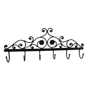 Contemporary Looked Matte Black Powder Coated Finished Iron Hook <b>Rail</b> <b>For</b> Wall Organizer <b>For</b> Hanging <b>Clothes</b> Keys Umbrellas Caps - Product Image 1