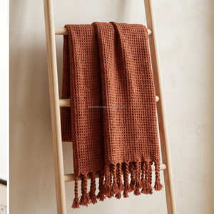 Manta de Algodón con Textura de Waffle de 125x150 cm, Adorno Decorativo para Sofá Escandinavo, Silla y Espacios de Vida Contemporáneos - Product Image 4