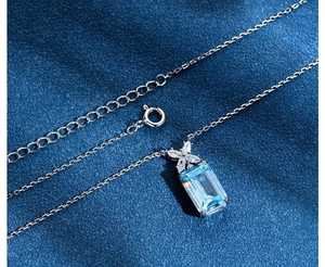 Pendentif délicat en aigue-marine véritable, argent sterling S925, pierre de naissance de mars, cadeau pour elle, pendentif élégant - Product Image 2