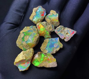 Lot de pierres précieuses d'opale éthiopienne naturelle multi-feu, brutes et non taillées, 13-29 mm, 100 carats, pour la création de bijoux - Product Image 5