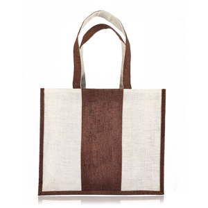 Bolsa de Compras de Yute de Dos Tonos Personalizada con Asa Propia, Bolsa de Supermercado Reutilizable Económica con Impresión de Logotipo Personalizado al por Mayor - Product Image 1