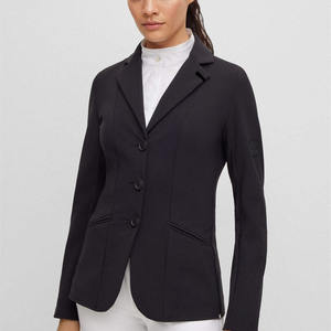 Veste d'équitation pour femmes, noire, manches longues, légère, en polyester et coton, respirante, confortable, pour le saut d'obstacles en plein air - Product Image 2