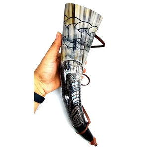 Cuerno de soplado hecho a mano ecológico con correas de cuero Deportes y decoración Estilo Animal Tema - Product Image 6