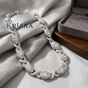 Men's S925 Solid Gold 14k Gold Plated Rhodium Plated Marquise Lab Grown Diamond <b>Statement</b> <b>Necklace</b> Link Chain Luxury Wedding - Product Image 3