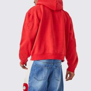 Sudadera con Capucha Oversize Roja para Hombre con Estampado de Corazón Roto, Estilo Casual Urbano, Sudadera de Forro Polar para Otoño - Product Image 4