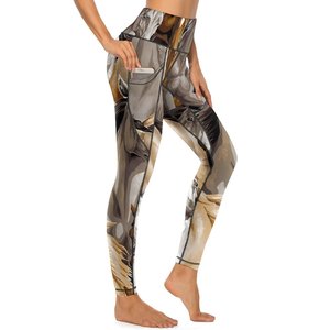 High Waist Breathable Spandex Printed Yoga <b>Leggings</b> Seamless Stretch Workout Pants with <b>Pocket</b> for Women Gym Training - Product Image 1