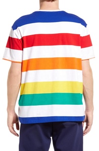 เสื้อยืดลายทางสีรุ้งของผู้ชายมาใหม่ฤดูร้อนเสื้อยืดลายทางแห้งเร็วกลางแจ้งแฟชั่นมีการพิมพ์ผ้าถัก - Product Image 2