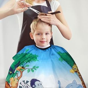 Capa de Peluquería Infantil Tactus Industries con Estampado Animal, Cómoda, Ecológica, Duradera, Impermeable, de Poliéster, Unisex, Ajustable - Product Image 5