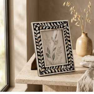 Cadre photo artisanal en nacre avec incrustation, forme et taille personnalisables, design imprimé, support photo décoratif haut de gamme - Product Image 5