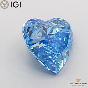 Diamante Cultivado en Laboratorio de 2.00 Quilates, Hermosa Forma de Corazón, Color Azul Intenso con Certificado IGI, Claridad VVS2, para Anillo - Product Image 3