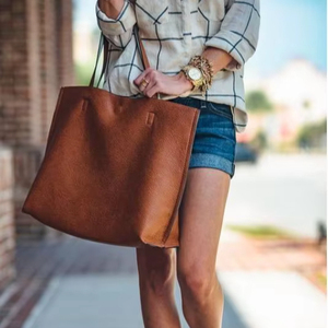 Luxury Soft Leather Tote Bag Women Classic Office Shoulder Shopper Bag - Product Image 1