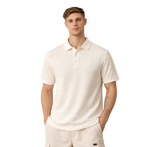 T-shirt polo texturé en jacquard pour homme, à manches courtes, col classique, décontracté, été, meilleur prix - Product Image 1