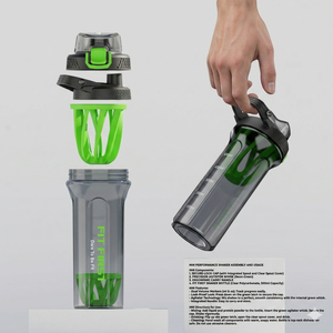 Botella Mezcladora de Proteínas para Gimnasio |   Botella Mezcladora de Plástico a Prueba de Fugas para Smoothies, Fitness, Ejercicio y Suplementos - Product Image 3