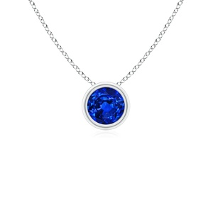 Pendentif solitaire en saphir bleu naturel de 2,32 g, 14 carats, serti clos, taille ronde, 0,24 carats au total, pour soirée, collier classique de joaillerie fine - Product Image 1