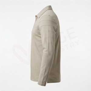 <b>Men</b> <b>Long</b> <b>Sleeve</b> <b>Polo</b> <b>Shirt</b> Solid Color Knitted Casual Regular Fit Beige Collar Design Premium Quality - Product Image 6
