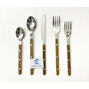 Juego de Cubiertos de Acero Inoxidable 18/8 de Último Diseño con Soporte, Mango de ABS, Minimalista, Duradero, 5 Piezas, Cubertería Plateada - Product Image 1